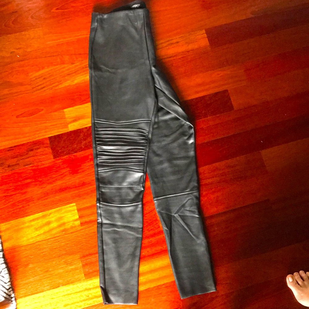 Top Shop Leather Leggings with Side Zipper